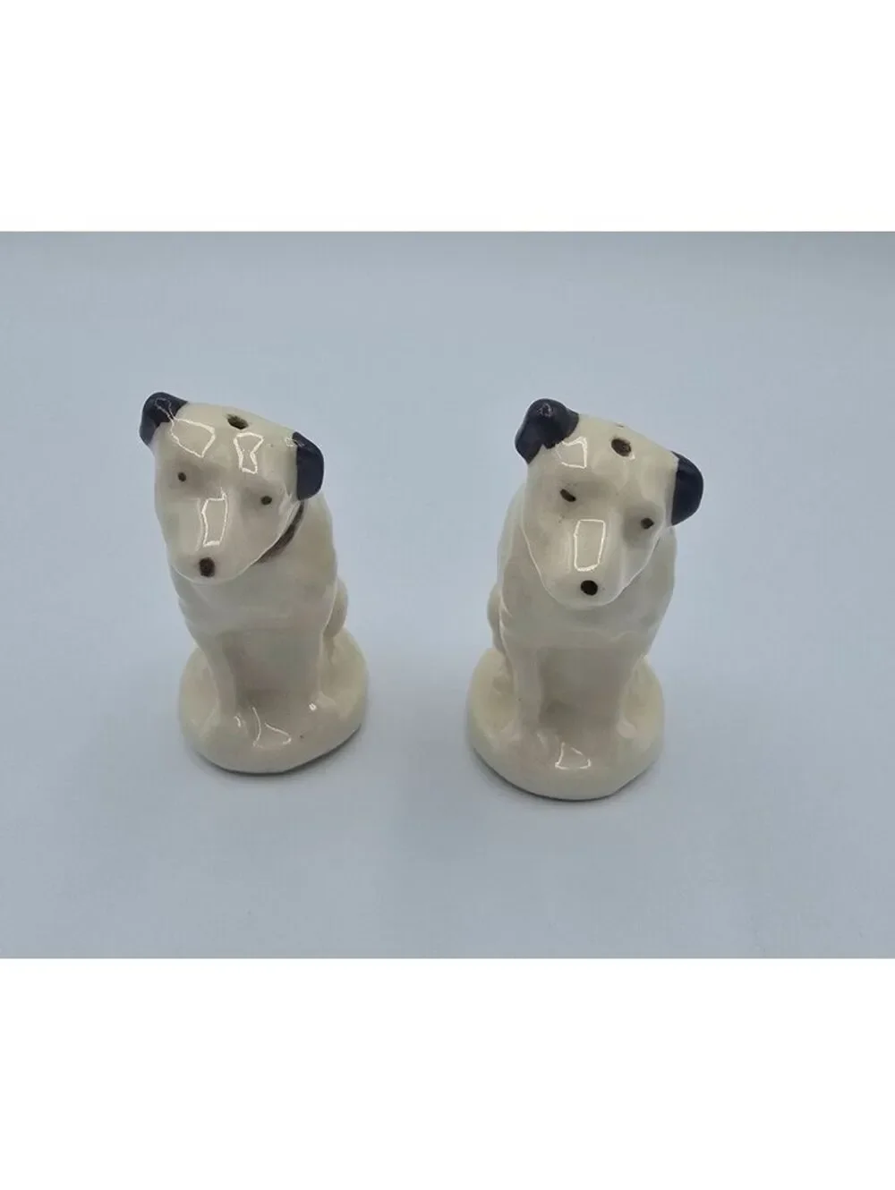 Vintage RCA Victor Nipper Dog Salt Pepper Shakers Ceramic Cork Stoppers